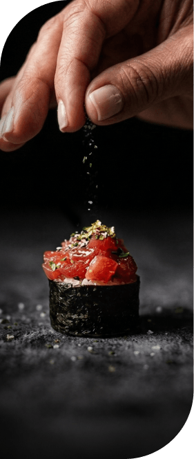 Sushi with garnish