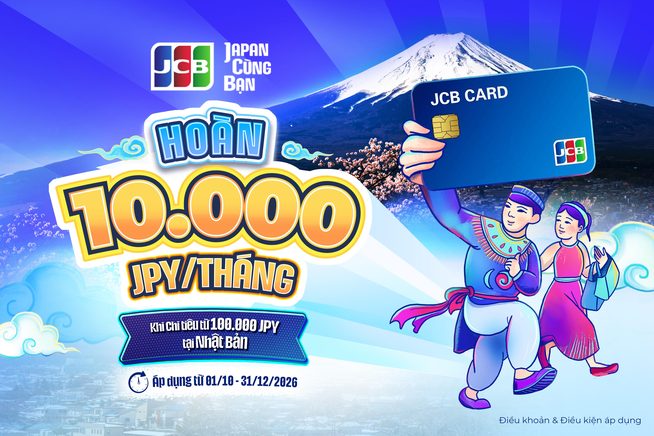 Hoàn 10.000 JPY/tháng cho các giao dịch tại Nhật Bản