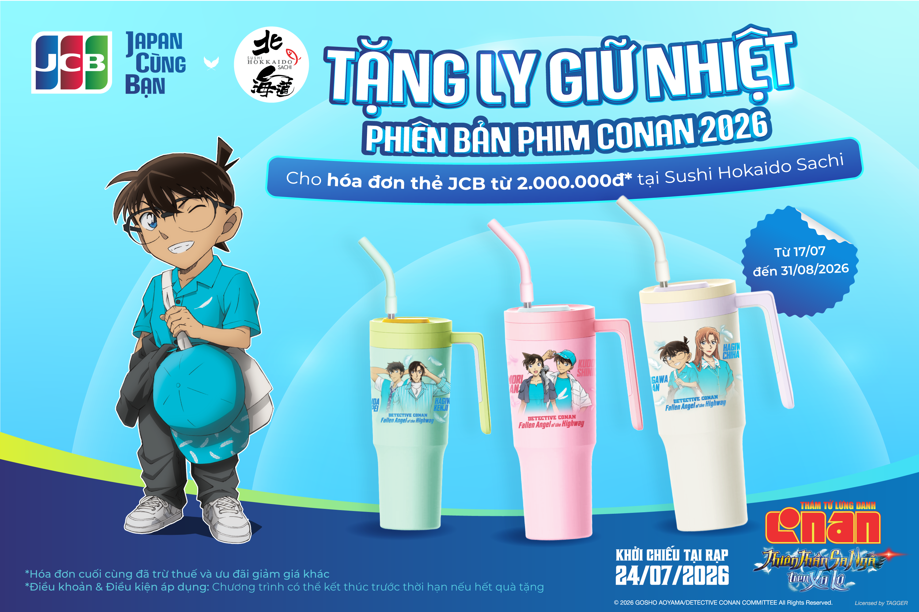 Sushi Hokkaido Sachi - Tặng ly giữ nhiệt phiên bản Conan 2026